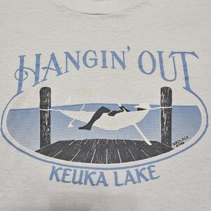 VTG 80s Finger Lakes Keuka New York Hangin Out T Shirt Single Stitch 2XL RARE